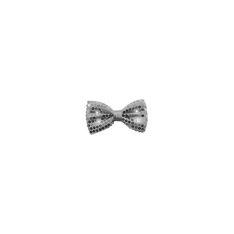 NOEUD PAPILLON PAILLETTE ARGENT AVEC LED NOEUD PAPILLON PAILLETTE ARGENT AVEC LED