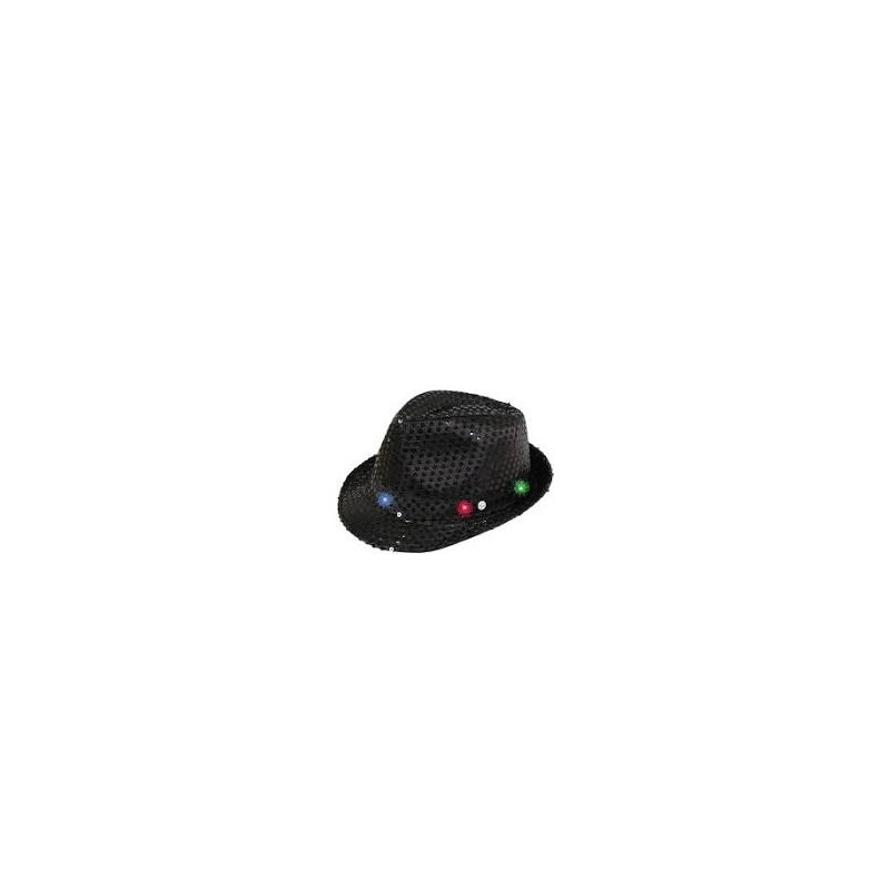 CHAPEAU BORSALINO PAILLETTE NOIR AVEC LED CHAPEAU BORSALINO PAILLETTE NOIR AVEC LED