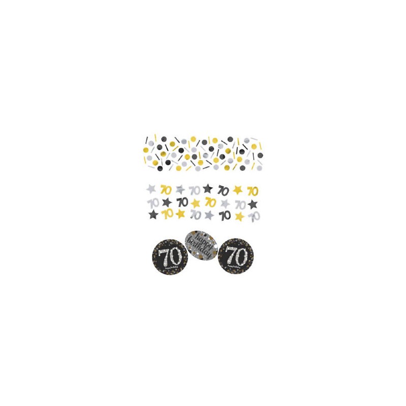 CONFETTIS DE TABLE 70 ANS NOIR ARGENT OR 34G CONFETTIS DE TABLE 70 ANS NOIR ARGENT OR 34G