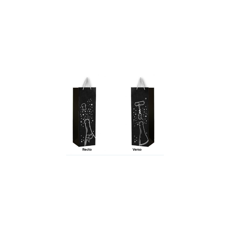 SAC CADEAU POUR BOUTEILLE NOIR ET BLANC SAC CADEAU POUR BOUTEILLE NOIR ET BLANC