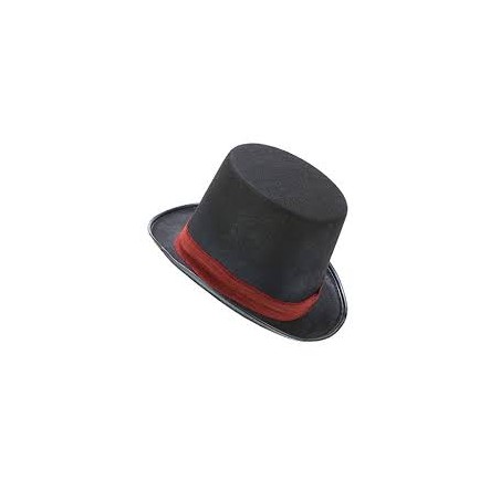 CHAPEAU HAUT DE FORME NOIR EN FEUTRE RUBAN ROUGE DE JACOB ASSASSIN'S CREED 