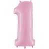 BALLON METALLIQUE CHIFFRE 1 ROSE CLAIRE 36 CM 
