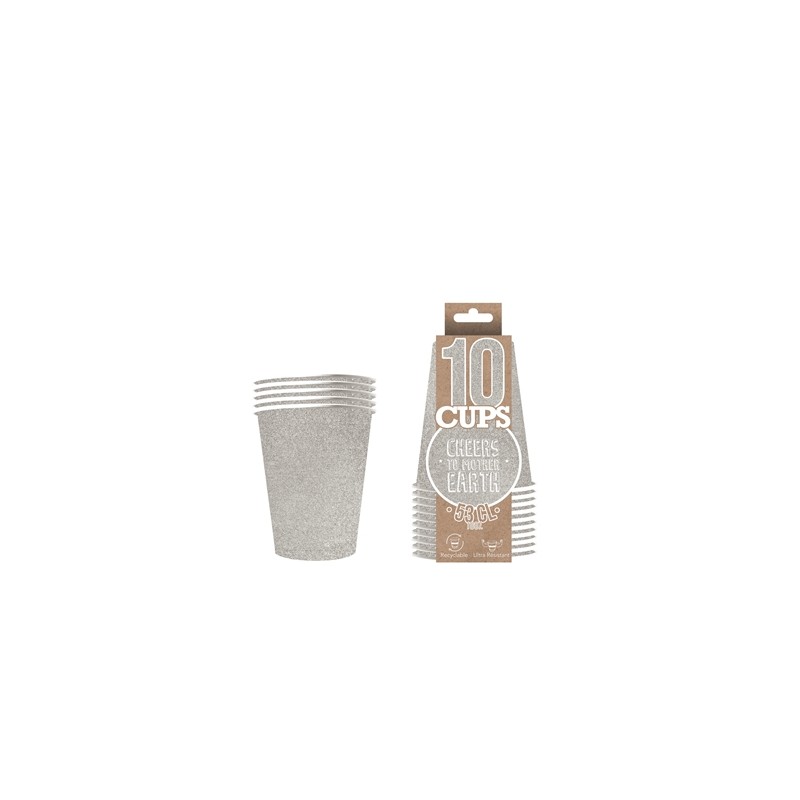 10 GOBELETS SCINTILLANTS CARTON RECYCLABLE ARGENT 53 CL 10 GOBELETS SCINTILLANTS CARTON RECYCLABLE ARGENT 53 CL