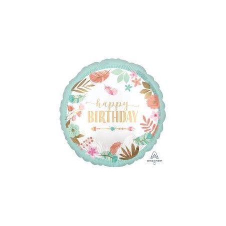 BALLON METALLIQUE ROND HAPPY BIRTHDAY 43 CM 