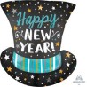 BALLON METALLIQUE CHAPEAU HAUT DE FORME HAPPY NEW YEAR 60 CM 