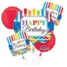 BOUQUET DE 5 BALLONS HAPPY BIRTHDAY MULTICOULEURS 