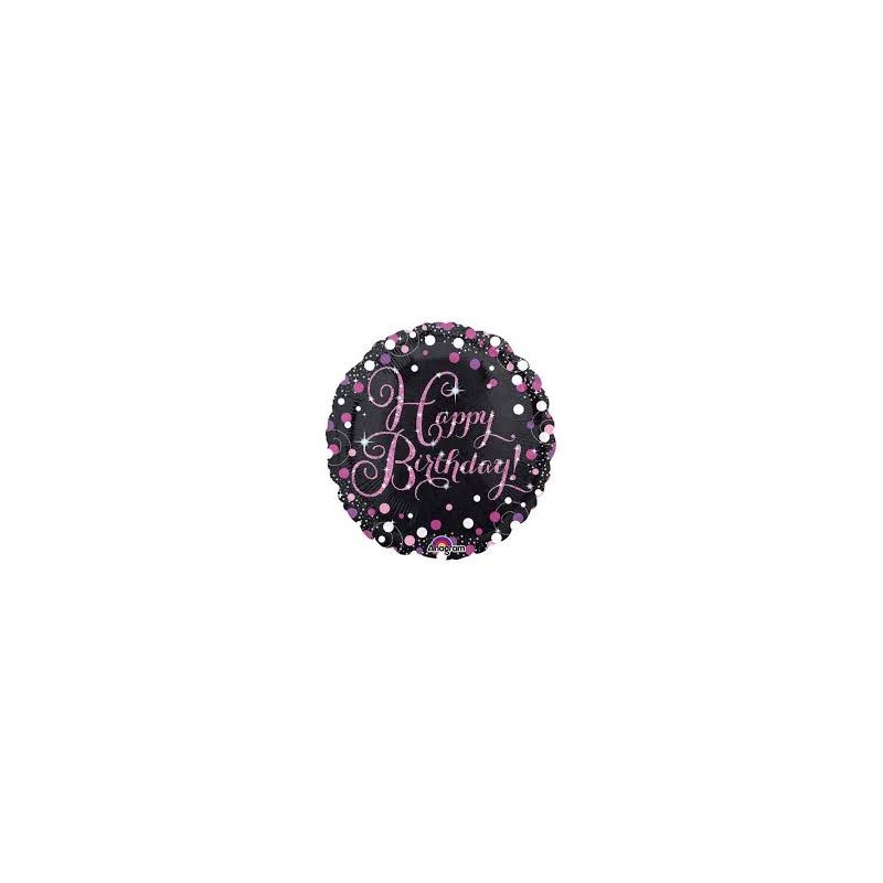 BALLON METALLIQUE ROND NOIR HAPPY BIRTHDAY FUSCHIA 43 CM BALLON METALLIQUE ROND NOIR HAPPY BIRTHDAY FUSCHIA 43 CM