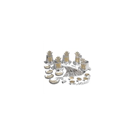 KIT COTILLONS HAPPY NEW YEAR ARGENT HOLOGRAPHIQUE 10 PERSONNES