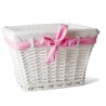 PANIER OSIER BLANC+ NOEUD ROSE