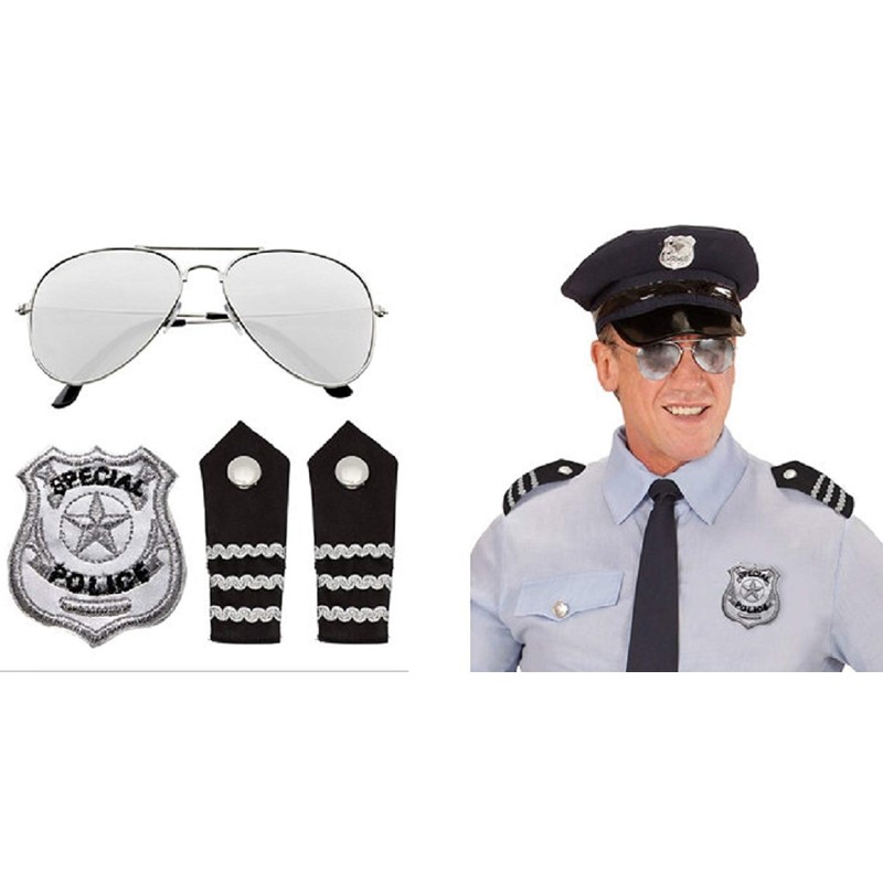 SET DE POLICE LUNETTES EPAULETTES INSIGNE SET DE POLICE LUNETTES EPAULETTES INSIGNE
