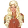 PERRUQUE HIPPIE OU MEDIEVALE LONGUE BLONDE AVEC BANDEAU MARGUERITE