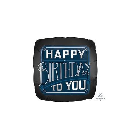 BALLON CARRE METALLIQUE HAPPY BIRTHDAY TO YOU 71 CM 