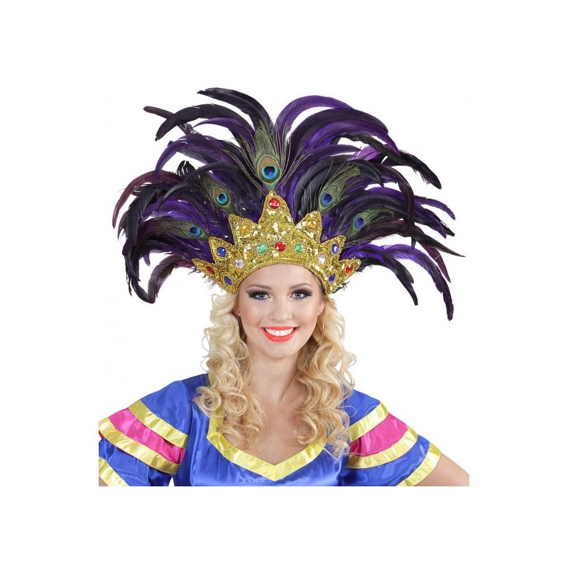COIFFE A PLUMES CARNAVAL OR PLUMES DE PAON COIFFE A PLUMES CARNAVAL OR PLUMES DE PAON