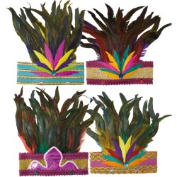 COIFFE A PLUMES CARNAVAL RIO 6 COULEURS ASSORTIES