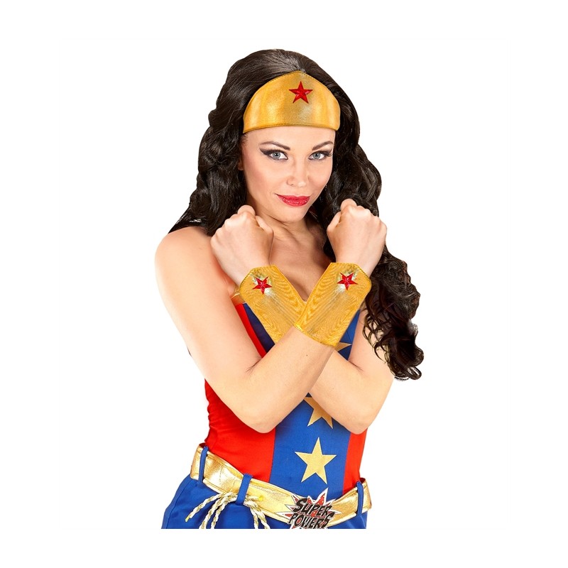 KIT SUPER HEROS FILLE BANDEAU + 2 MANCHETTES