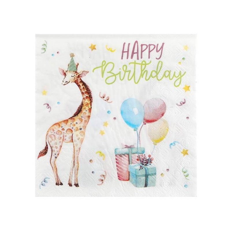 20 SERVIETTES HAPPY BIRTHDAY AVEC GIRAFE 20 SERVIETTES HAPPY BIRTHDAY AVEC GIRAFE