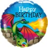 BALLON METALIQUE ROND HAPPY BIRTHDAY DRAGON 18" 46 CM