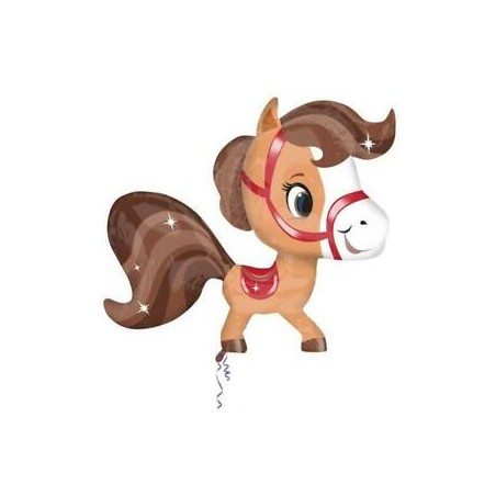 BALLON METALLIQUE CHEVAL MARRON