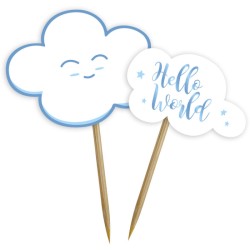 PICS A GATEAU NUAGES HELLO WORLD BLEU 