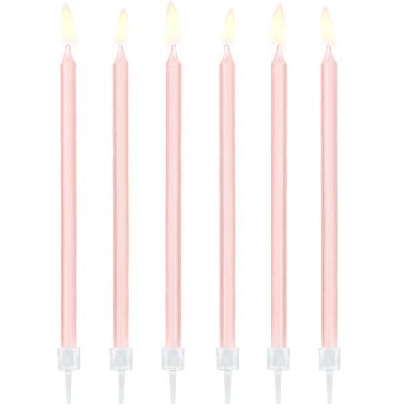 12 BOUGIES ROSE 14 CM 