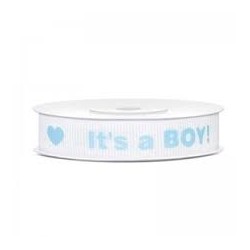 RUBAN TISSU BLANC IT'S A BOY 12 MM X 10 M 