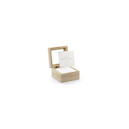 BOITE A MESSAGE EN BOIS  9.4 CM X 9.4 CM X 6 CM