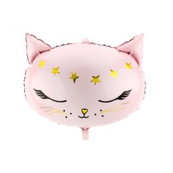 BALLON METALLIQUE TETE DE CHAT ROSE 50 X 40 CM 