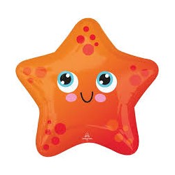 BALLON METALLIQUE ETOILE DE MER ORANGE 43 X 40 CM 