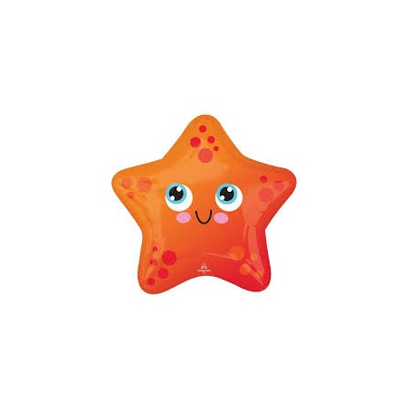BALLON METALLIQUE ETOILE DE MER ORANGE 43 X 40 CM 