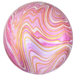 BALLON METALIQUE ORBZ MARBE ROSE 38 X 40 CM