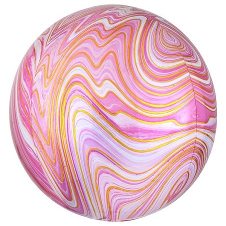 BALLON METALIQUE ORBZ MARBE ROSE 38 X 40 CM