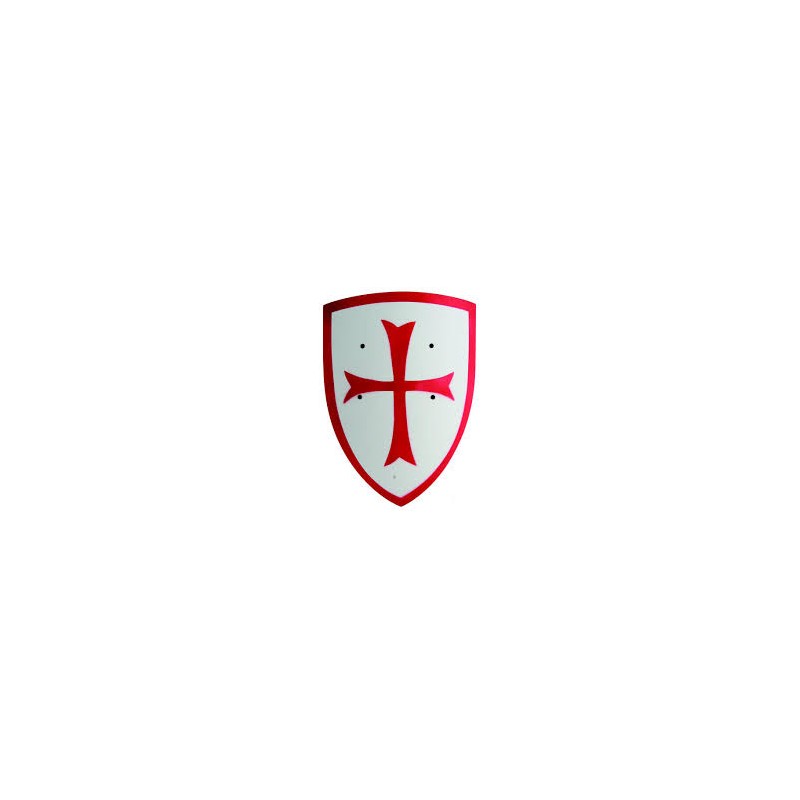 GRAND BOUCLIER EN BOIS CROISE BLANC ET ROUGE COURBE GRAND BOUCLIER EN BOIS CROISE BLANC ET ROUGE COURBE