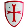 GRAND BOUCLIER EN BOIS CROISE BLANC ET ROUGE COURBE 