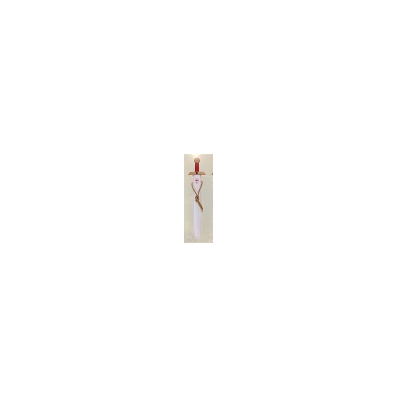 EPEE EN BOIS FOURREAU TEMPLIER BLANC CROIX ROUGE 66 CM 