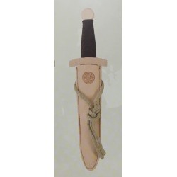 DAGUE VIKING EN BOIS AVEC FOURREAU EN CUIR 35 CM 