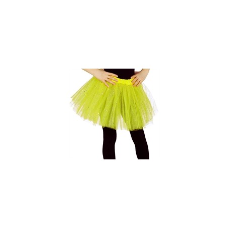 TUTU JAUNE PAILLETTE 30 CM ENFANT