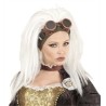 PERRUQUE GRISE BANDEAU STEAMPUNK + LUNETTES