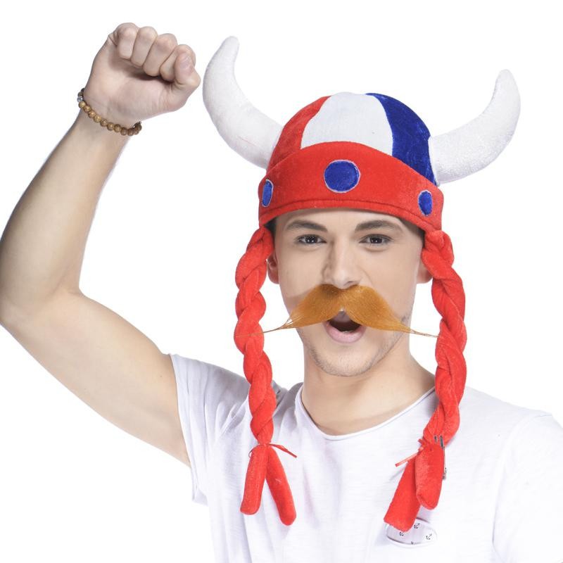 CHAPEAU GAULOIS TRICOLORE AVEC DEUX TRESSES CHAPEAU GAULOIS TRICOLORE AVEC DEUX TRESSES