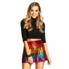 MINI JUPE STRECH SEQUINS ARC EN CIEL TAILLE UNIQUE M
