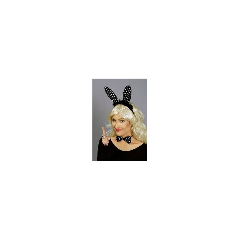 KIT SERRE-TETE LAPIN ET NOEUD PAPILLON NOIR A POINT BLANC KIT SERRE-TETE LAPIN ET NOEUD PAPILLON NOIR A POINT BLANC