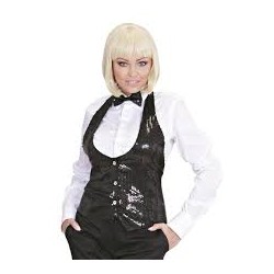 DEGUISEMENT GILET EN PAILLETTES FEMME  NOIR TAILLE M/L