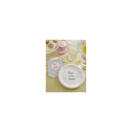 12 ASSIETTES CARTON BORN TO BE LOVED ROSE 18 CM
