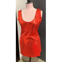DEGUISEMENT ROBE PAILLETTE OU SEQUINS DISCO ROUGE TAILLE 38