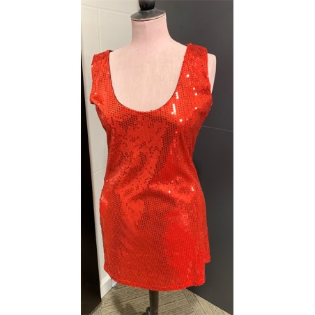 DEGUISEMENT ROBE PAILLETTE OU SEQUINS DISCO ROUGE TAILLE 38