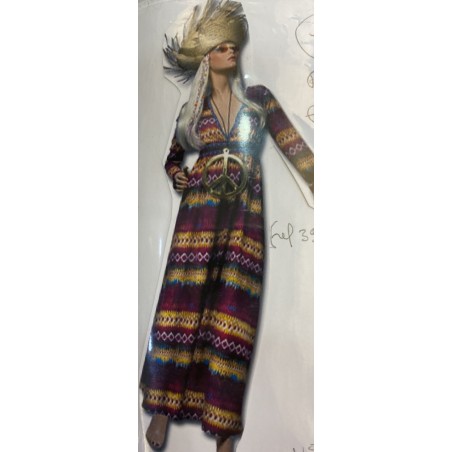 DEGUISEMENT ROBE HIPPIE PRUNE TAILLE 40/42
