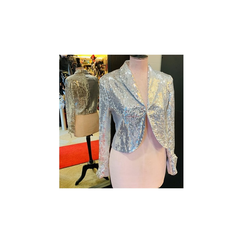 DEGUISEMENT VESTE A SEQUIN ARGENT FEMME TAILLE 42 DEGUISEMENT VESTE A SEQUIN ARGENT FEMME TAILLE 42