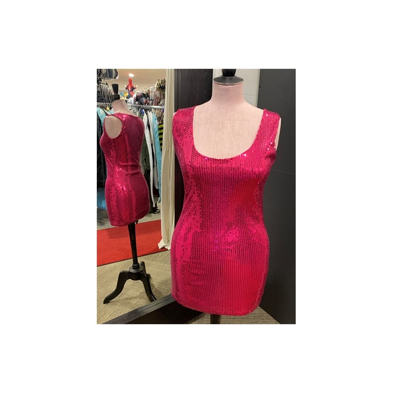 DEGUISEMENT ROBE SEQUIN PAILLETTE ROSE FUSCHIA DISCO TAILLE 38 DEGUISEMENT ROBE SEQUIN PAILLETTE ROSE FUSCHIA DISCO TAILLE 38