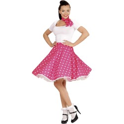 JUPE A POIS ANNEES 50 BANDEAU FUSCHIA A POIS TAILLE UNIQUE 