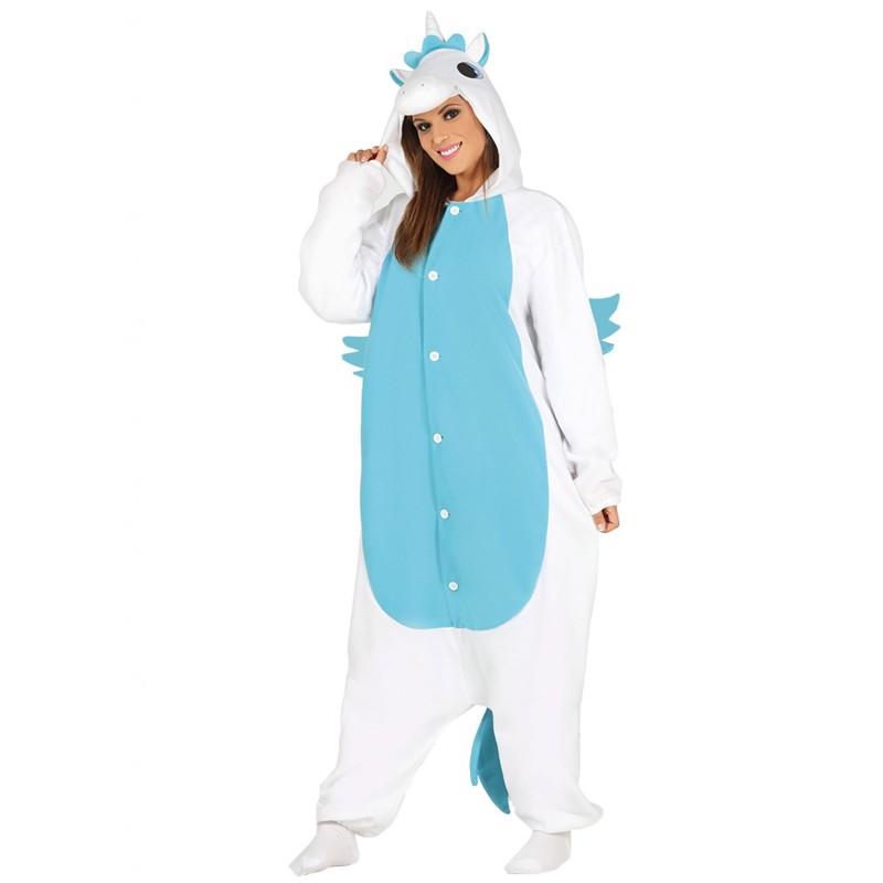 DEGUISEMENT KIGURUMI LICORNE BLANC ET BLEU AVEC DES AILES TAILLE UNIQUE DEGUISEMENT KIGURUMI LICORNE BLANC ET BLEU AVEC DES AILES TAILLE UNIQUE
