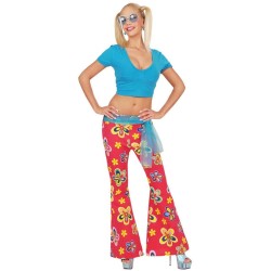 DEGUISEMENT HIPPIE PANTALON ROSE FLEURS 